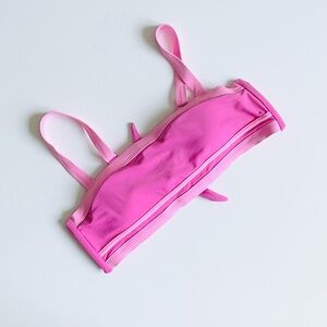 93 Play Street XL Carmen bandeau back tie bikini swim top in Poppy Pink